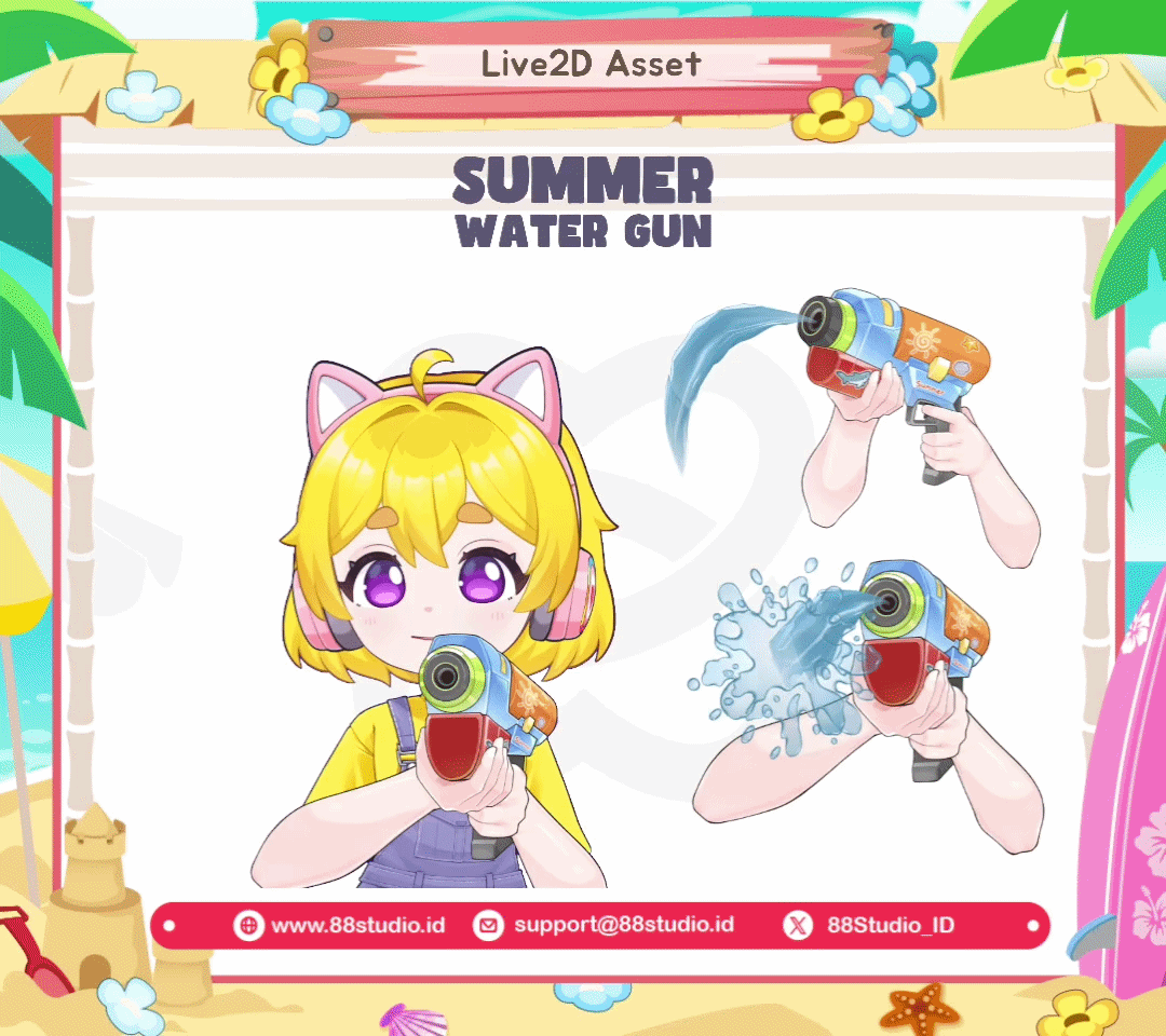 Big Watergun Hands Live2D Summer Asset 🔫