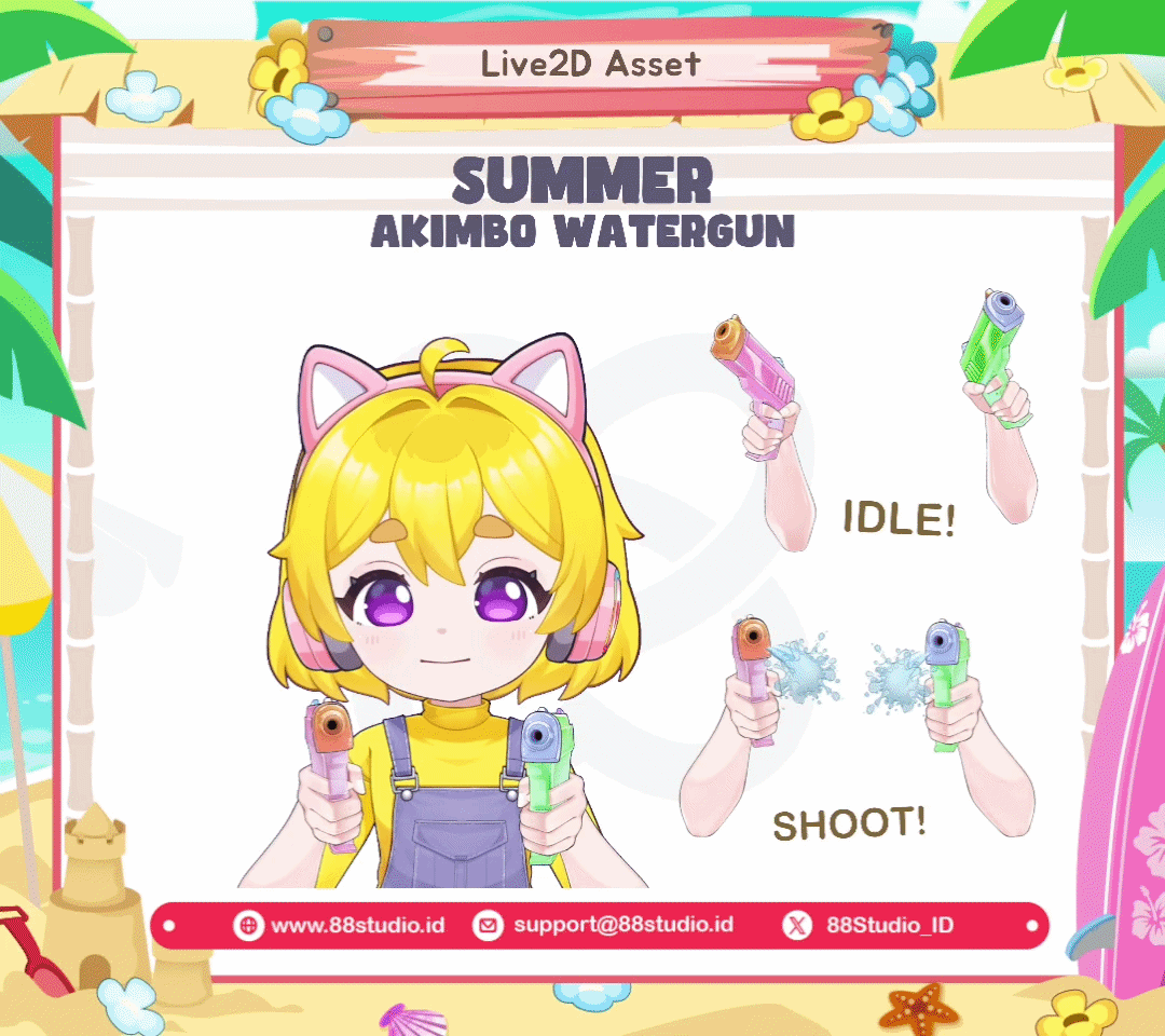 Akimbo Watergun Hands Live2D Summer Asset 🔫