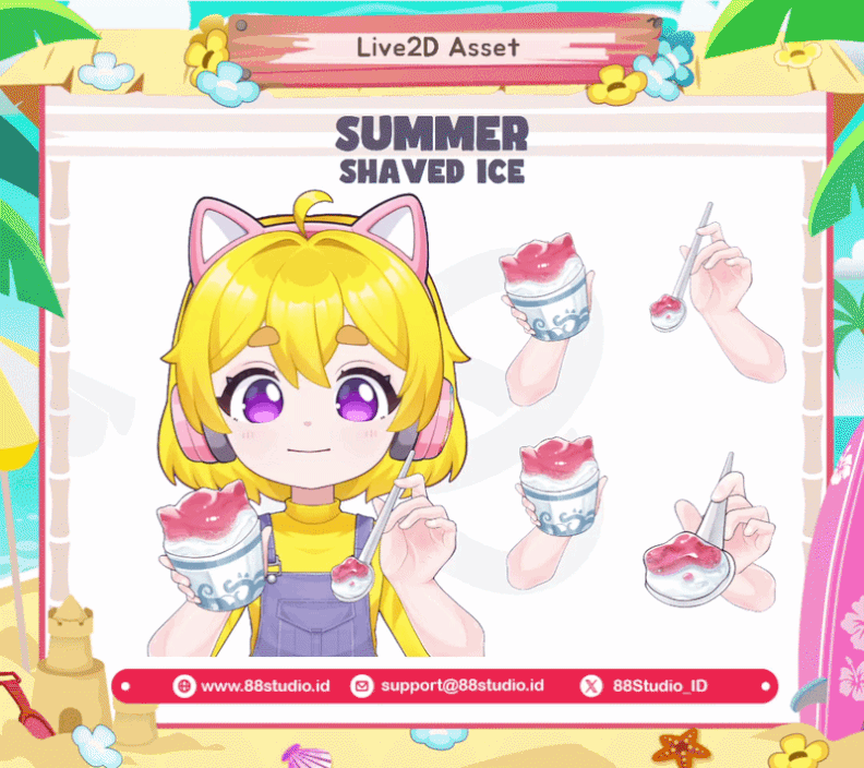 Shaved Ice Hands Live2D Summer Asset