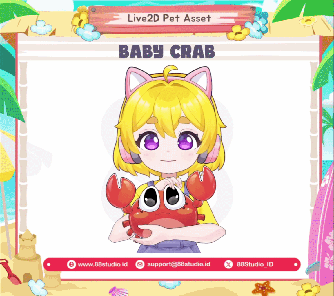 Baby Crab Huggable Arms Asset Live2D Summer Asset 🦀