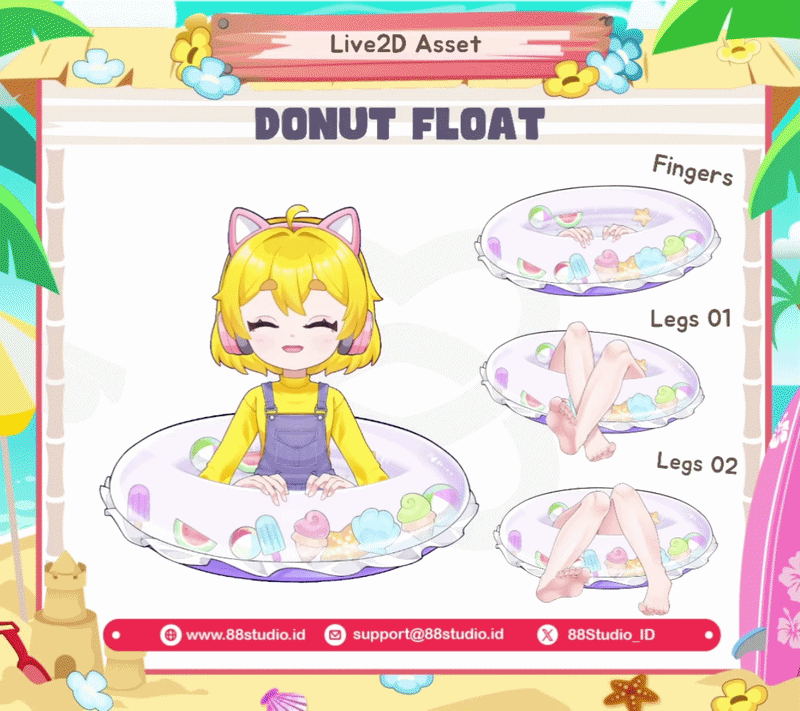 Shaker Donut Float Asset Live2D Summer Legs Asset Finger Asset
