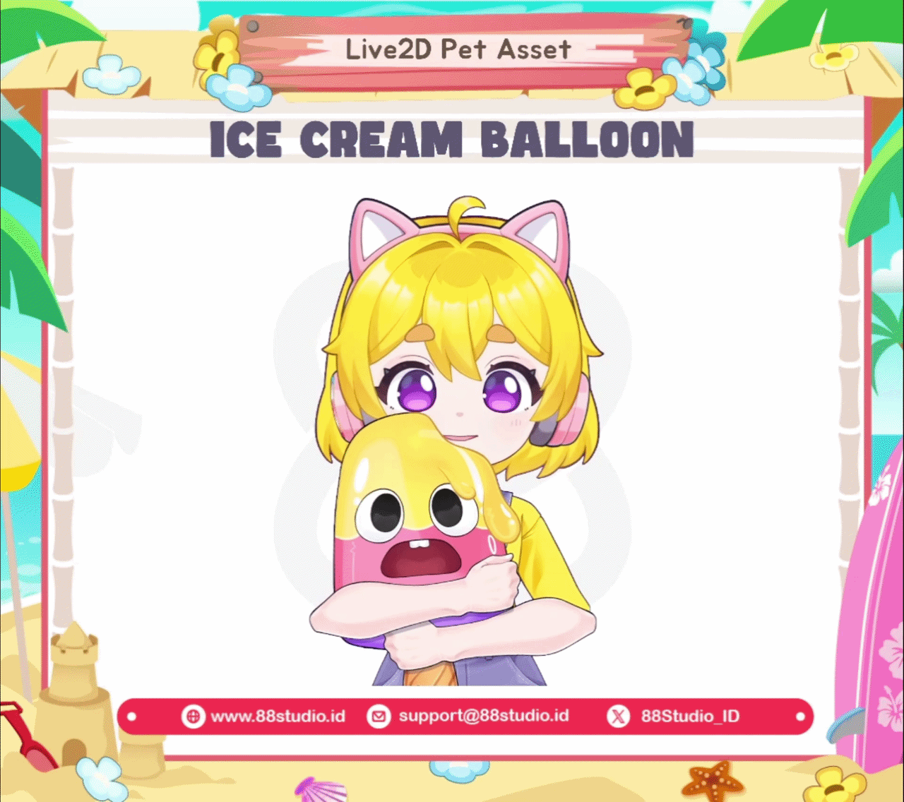 Ice Cream Huggable Arms Asset Live2D Summer Asset 🍨
